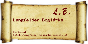 Langfelder Boglárka névjegykártya